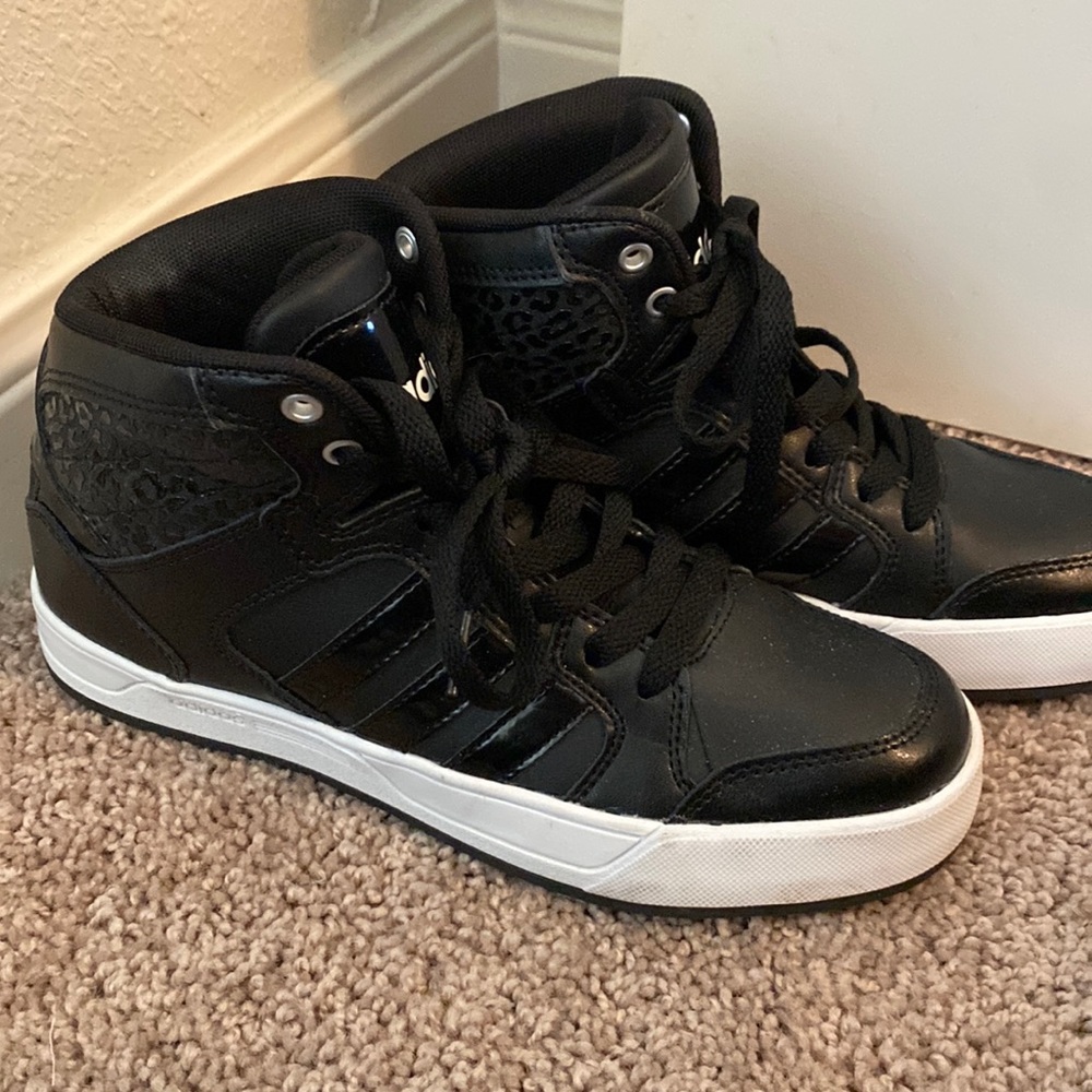 Adidas black cheetah hightops